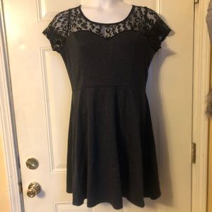 Grey Dress with Mesh Detail